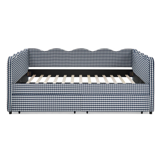 Gingham Daybed & USB Charging Port, Wave Shaped Design