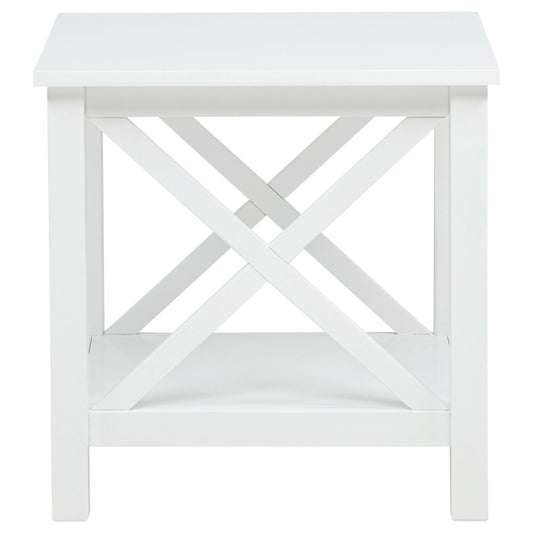 Slater - End Table With X Frame Trim - White
