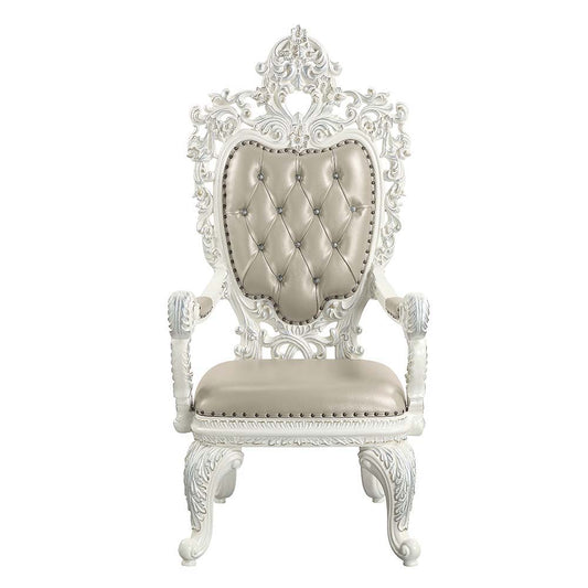 Vanaheim - Arm Chair (Set of 2) - Beige Synthetic Leather & Antique White