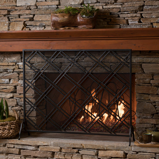 Elegant Design Fire Screen Protective Barrier Iron - Black