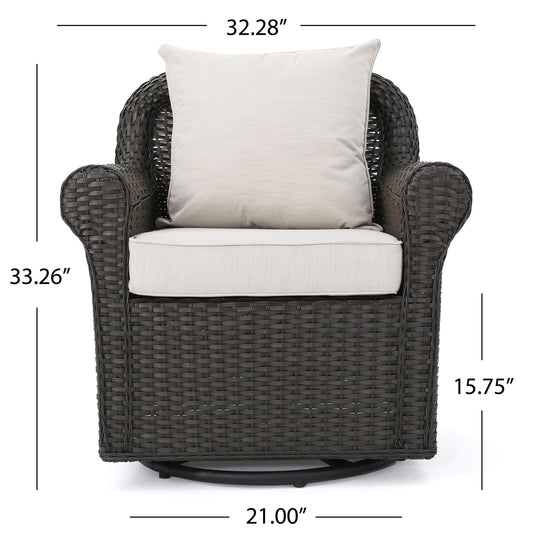 Amaya - Outdoor Swivel Rocker Chair With Water Resistant Cushions - Brown / Beige