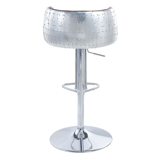 Brancaster - 41" Adjustable Stool With Swivel - Vintage Brown Top Grain Leather & Aluminum