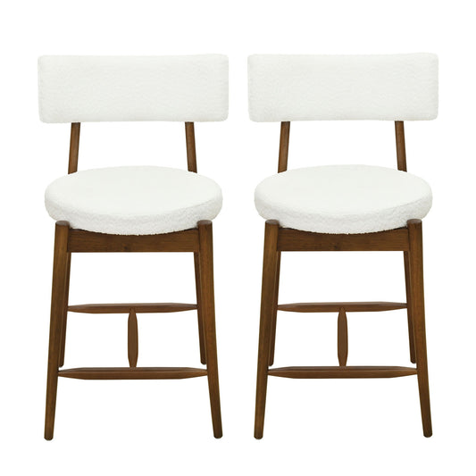 Mid Century Modern Counter Stools, Fabric Upholstered Chairs