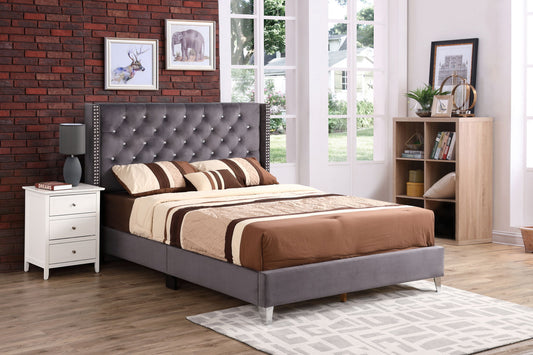 Upholstered Nailhead Trim Chic Bed