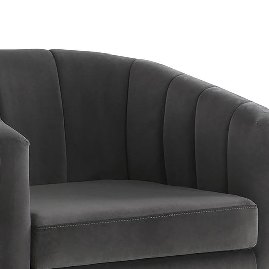 Tufted Barrel Accent Chair Upholstered Lounge Chair - Gray