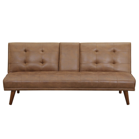 Tufted Convertible Sofa With Cup Holders - Brown