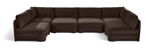Hammond - Velvet Performance Fabric Upholstered 6 Piece U-Shaped Armless Sectional