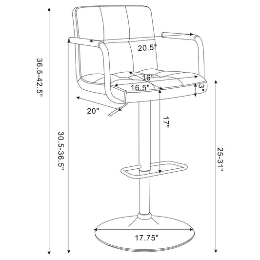 Letitia - Adjustable Height Bar Stool - White