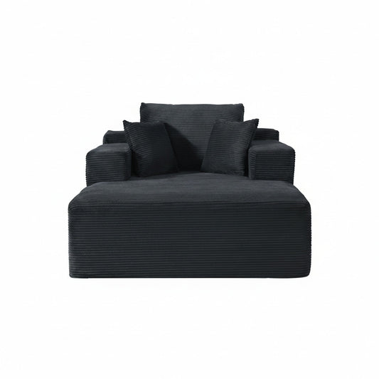 Convertible Chaise Lounge Chair With Wide Armrest & Throw Pillows