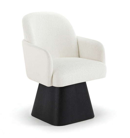 Marlowe - Linen Textured Fabric Upholstered Swivel Dining Arm Chair - Stained Black