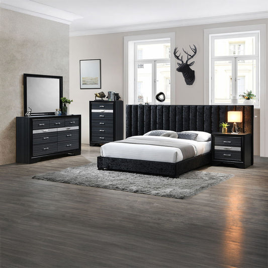 Rivas - Queen Bed - Black Fabric