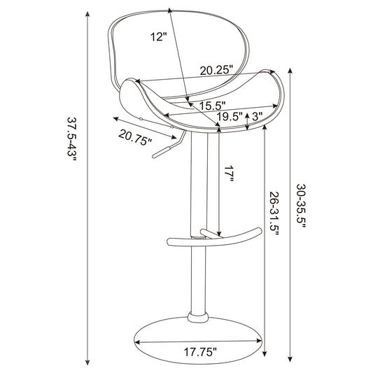Adjustable Bar Stool With Upholstery - Ivory