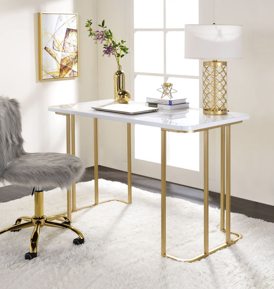 Estie - Vanity Desk (Same 93102) - White & Gold