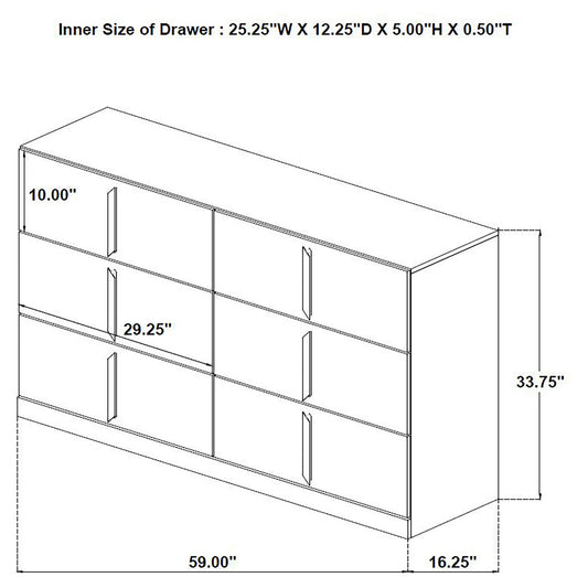 Lauryn - 6 Drawer Dresser Cabinet - Gloss White