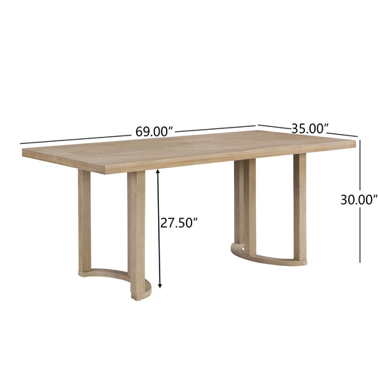 Contemporary 69 Inches Dining Table With U Shaped Trestle Base - Light Ash
