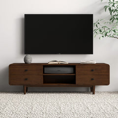 Alexa - Mid-Century Modern Style TV Stand - Dark Brown / Wood