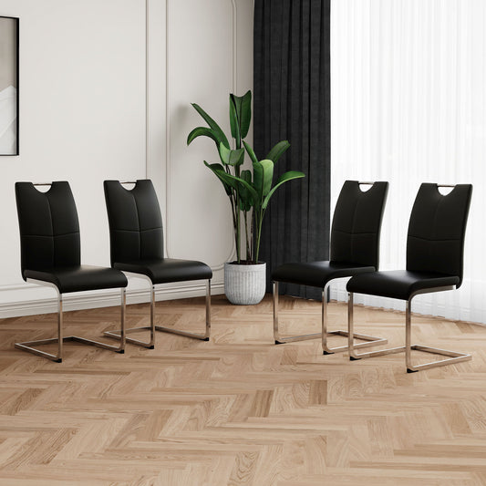 Modern Dining Chairs With Padded Seat And Metal Legs