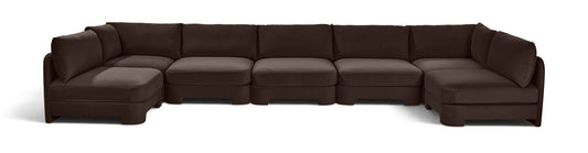 Hammond - Velvet Performance Fabric Upholstered 7 Piece U-Shaped Armless Sectional