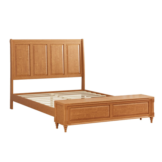Sleigh Bed Frame With Tall Headboard And Storage Bench