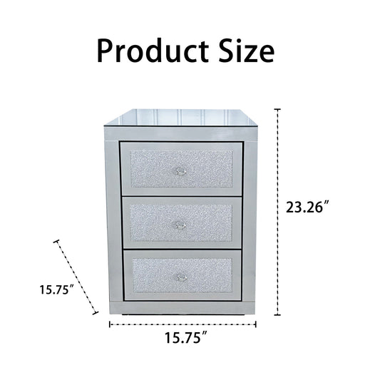 3 Drawer Nightstand - Silver