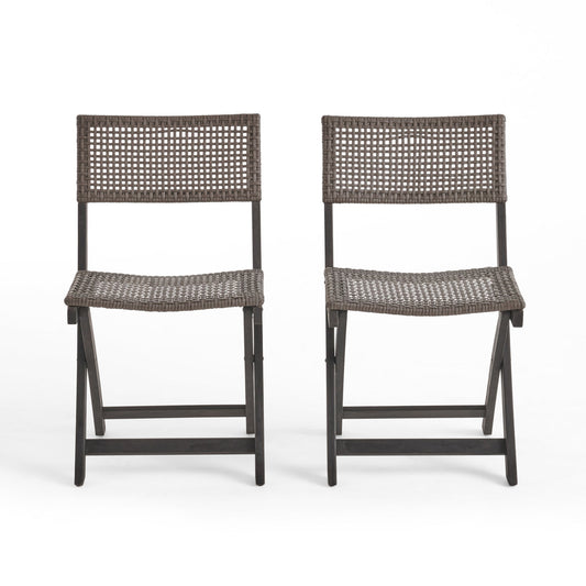 Bistro Foldable Chair With Wicker Backrest