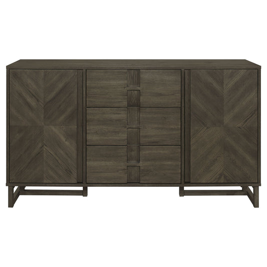 Glenmoor - 3 Drawer Server With 2 Cabinets - Dark Gray