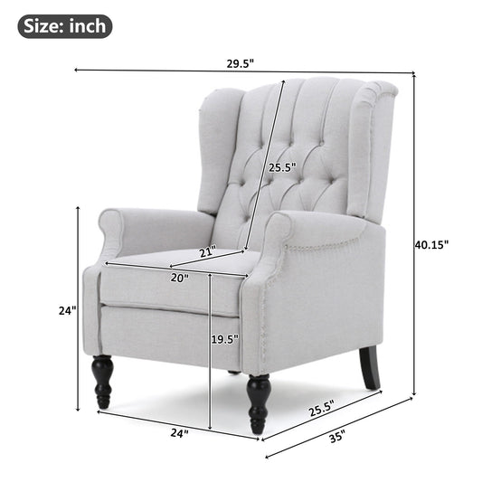 Armchair Recliner With Pushback Mechanism And Wingback Design