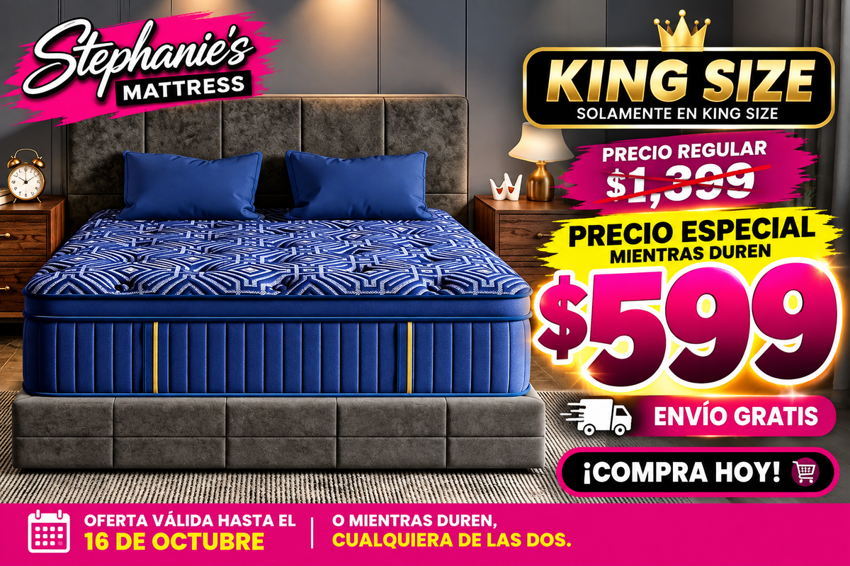 48-KING-599 Colchón King Size en liquidación — oferta por tiempo limitado hasta el 16 de octubre, a $599