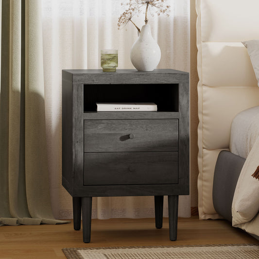 Nystrom - Mid Century Modern 2 Drawer Nightstand