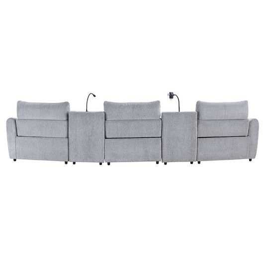 Fullar - LAF Modular Power Motion Recliner - Light Gary Chenille