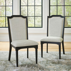 Welltern - Dining Nailhead Trim Uph Side Chair (Set of 2) - Cream / Black