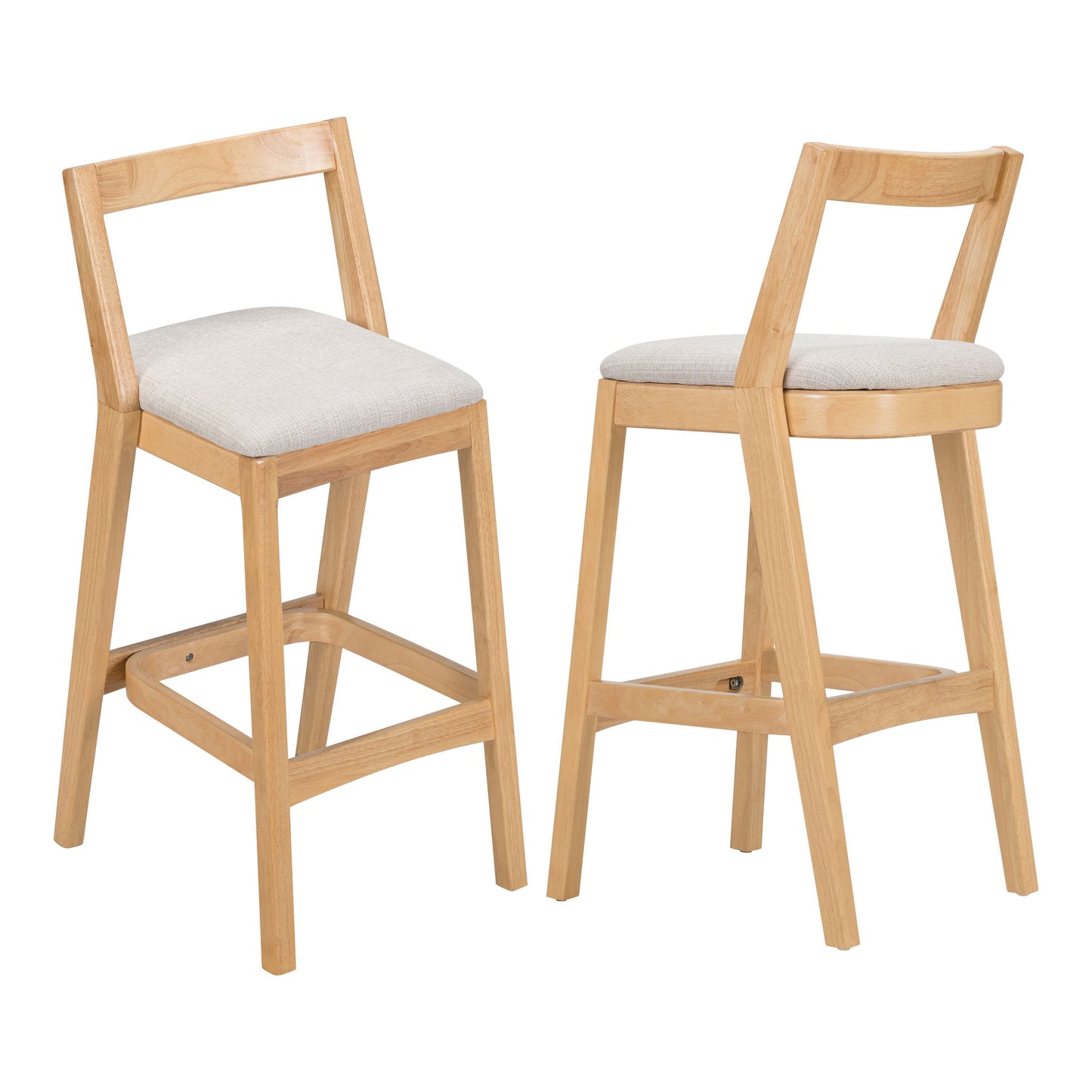 Jasper - Indoor Barstool With Upholstery (Set of 2) - Beige / Natural