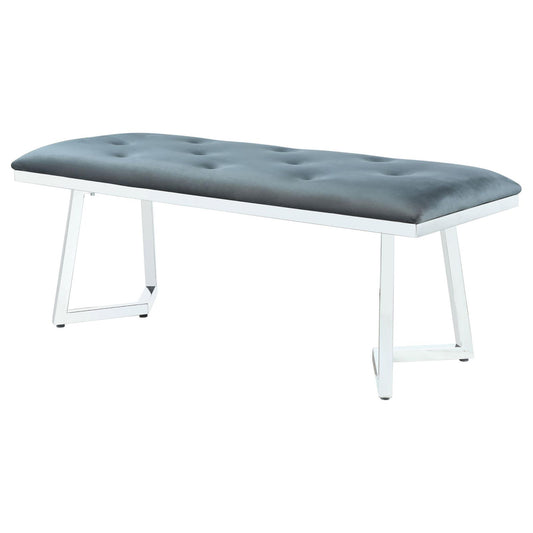 Upholstered Tufted Bench - Gray