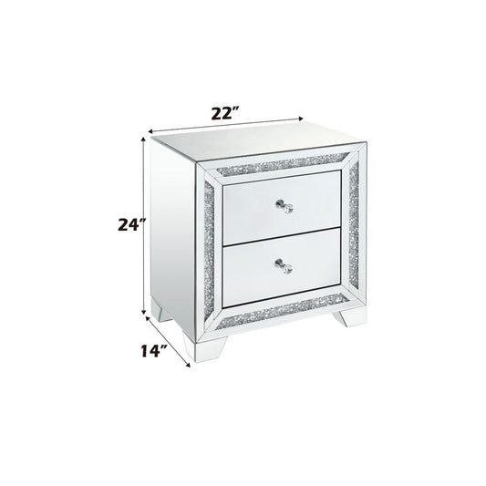 Noralie - 22" X 14" Accent Table With Faux Diamonds - Mirrored
