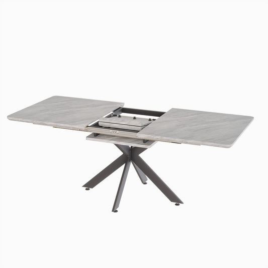 Extendable Dining Table Set With Curved Backrest Upholstered Chairs