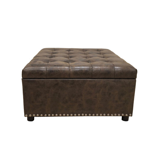Tufted Storage Ottoman With Button Tufting And Nailhead Trim