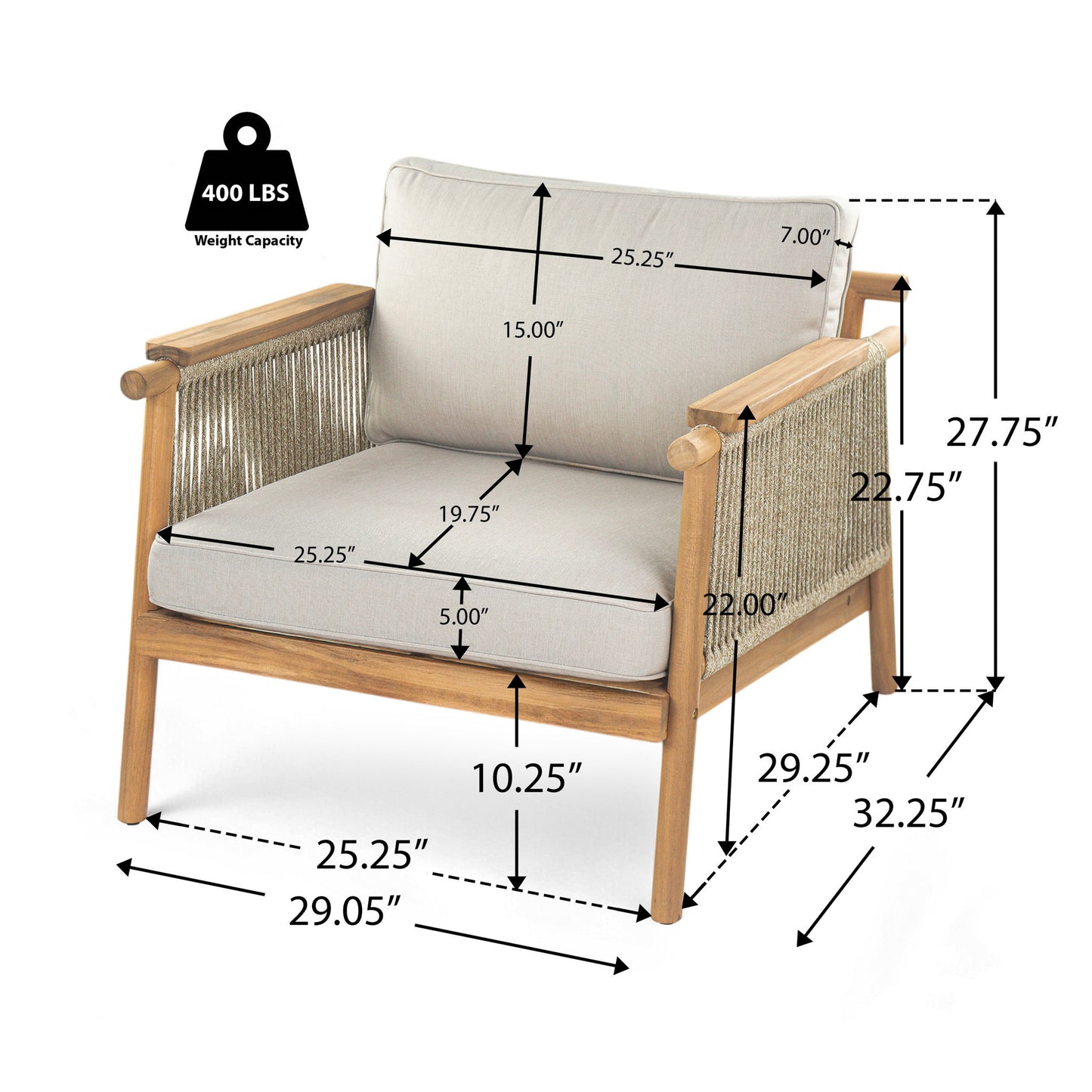 Sumbawa - Outdoor Club Chair - Teak / Beige