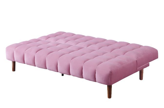 Yolandi - Adjustable Sofa - Pink Velvet & Dark Walnut