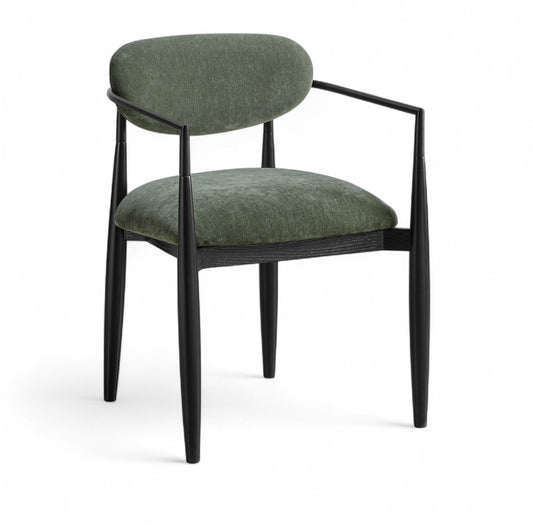 Riccio - Fabric Dining Arm Chair (Set of 2) - Black Frame