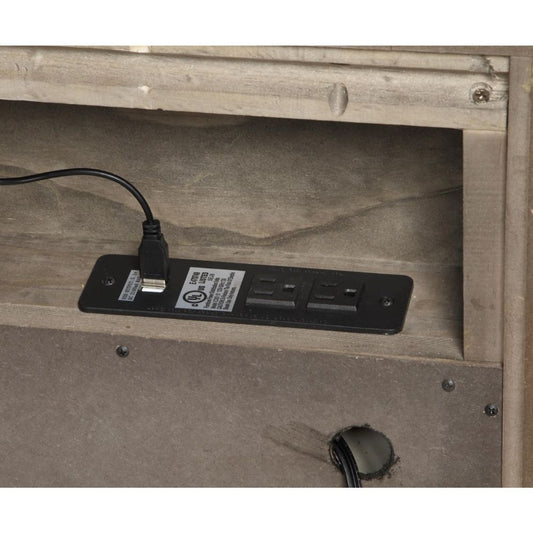 Athouman - Nightstand With USB - Weathered Oak