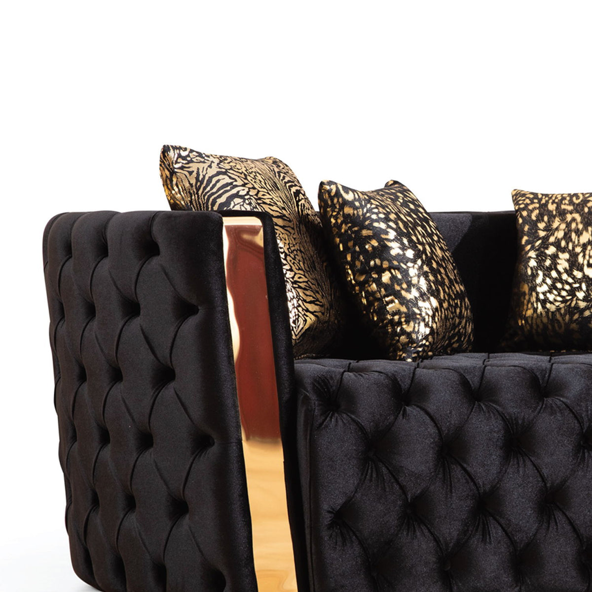 Naomi - Button Tufted Sofa - Black