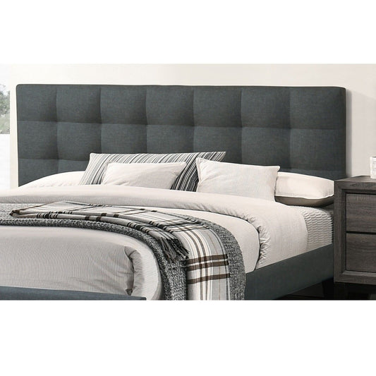 California King Size Tufted Headboard Platform Bedframe, Bedroom Furniture - Charcoal