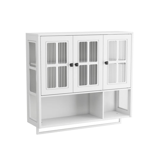3 Door Wall Cabinet With Glass Door And Towel Bar