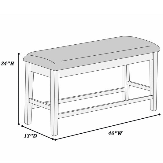 Cushion Padded Seat Counter Height Dining Bench - Walnut