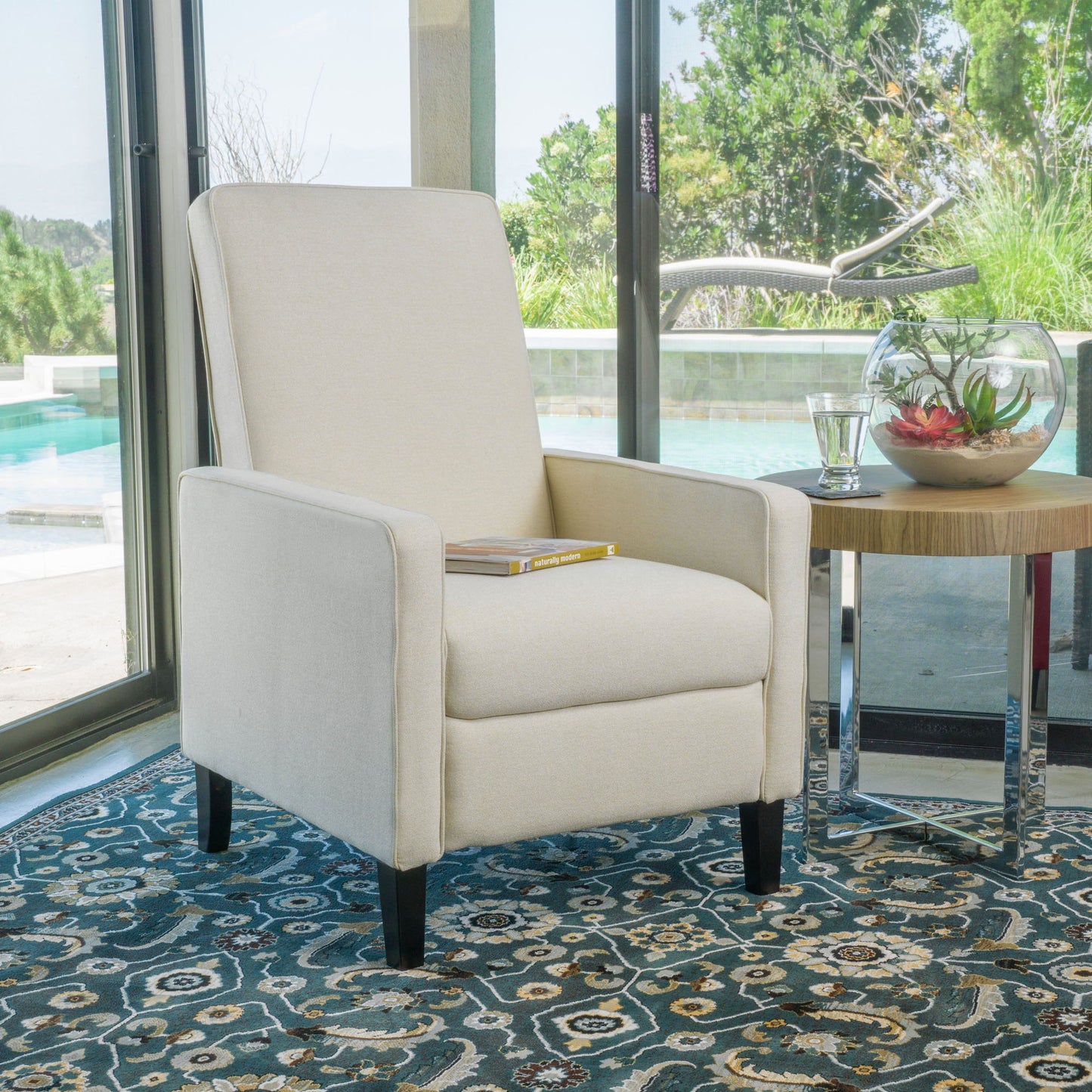 Minimalist Design Fabric Push Back Chair