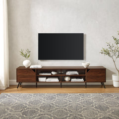 Contemporary 2 Door Minimalist TV Stand For TVs Up To 90" - Dark Walnut