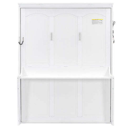 Murphy Bed With Desk, LED Lights & USB Charging Station