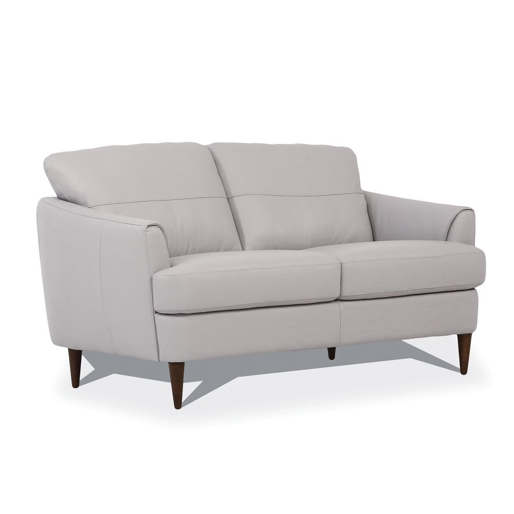 Helena - Loveseat - Pearl Gray Leather