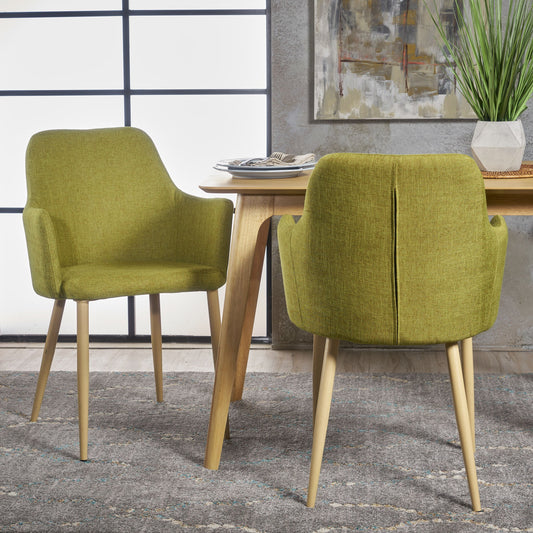 Classic Twist Dining Chair Set With Contoured Support - Green