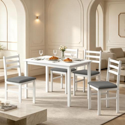 COMEDOR #6-Compact 5-Piece Dining Set,Modern Dining Table Set,Stylish Kitchen Table and Chair 4pcs Chair,1pcs Table)
